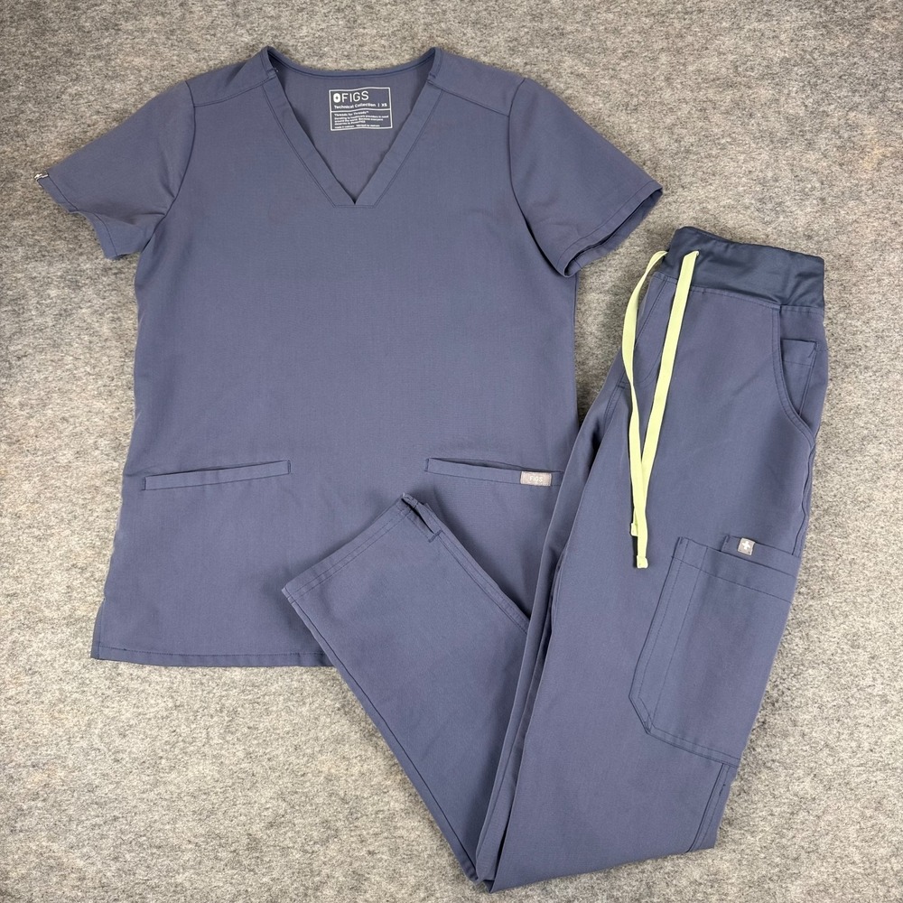 FIGS Technical Collection Casma Scrub Top HW Yola Scrub Pants Set Womens XS *